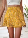 kkboxly  Floral Print Ruffle Hem Shorts, Casual Shorts For Spring & Summer, Women's Clothing