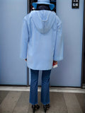 One Button Hooded Jacket, Casual Solid Long Sleeve Outerwear, Women's Clothing