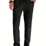 2025 kkboxly  Men's Loose Elastic Waist Solid Color Business Casual Trousers, Men's Outfits