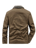Men's Warm Thick Coat, Casual Cotton Lapel Jacket For Fall Winter