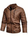 kkboxly  Stay Warm and Stylish with This Men's Retro PU Leather Jacket