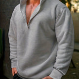 kkboxly  Men's Sweatshirt Pullover For Men Solid Zipper Collar Sweatshirts For Winter Fall Long Sleeve Tops