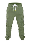 Classic Design Multi Pocket Cargo Pants, Men's Casual Loose Fit Drawstring Solid Color Cargo Pants/Joggers For Spring Summer Outdoor