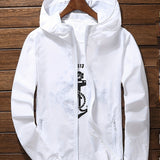 kkboxly  Men's Casual Zipper Pocket Hooded Windbreaker Jacket, Chic Zip Up Jacket For Outdoor Activities
