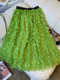 kkboxly  Butterfly Applique Mesh Skirt, Elegant Skirt For Spring & Fall, Women's Clothing
