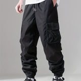 kkboxly  Casual Loose Fit Multi-pocket Drawstring Cargo Pants, Men's Joggers For Spring And Fall Outdoor