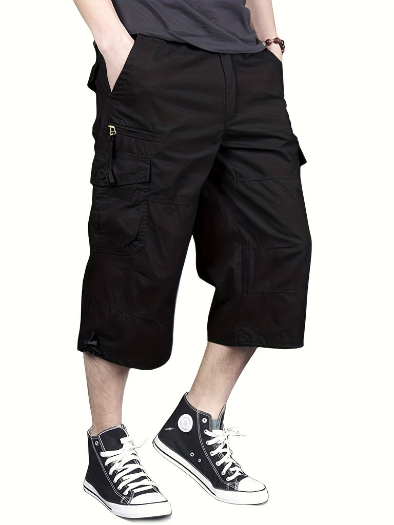 kkboxly Upgrade Your Wardrobe with Street-Style Men's Casual Cargo Capris Jeans With Pockets!