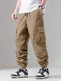 Casual Loose Fit Multi-pocket Drawstring Cargo Pants, Men's Joggers For Spring And Fall