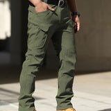 kkboxly  Trendy Solid Cargo Pants, Men's Multi Flap Pocket Trousers, Loose Casual Outdoor Pants, Men's Work Pants Outdoors Streetwear