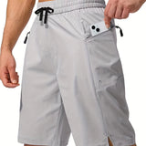 kkboxly  Men's Zip Pocket Swimming Trunks, Swimwear, Quick Dry Lightweight Breathable UV Protection Beach Shorts, Mens Clothing