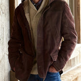 kkboxly  Men's Vintage Style Warm Fleece Hooded Jacket For Fall Winter