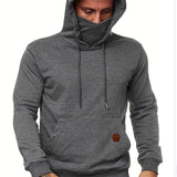 kkboxly  Men's Hoodie, Face Cover Casual Drawstring Hooded Sweatshirt With Multicolor