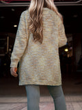 kkboxly  Plus Size Casual Comfort Cardigan, Women's Plus Rainbow Dot Long Sleeve Slight Stretch Thermal Knit Cardigan