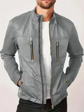 kkboxly  Chic Thin Windbreaker Jacket, Men's Casual Stand Collar Cargo Jacket For Spring Fall Outdoor Activities