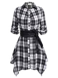 kkboxly  Palid Pu Belted Dress, Casual Button Down Long Sleeve Shirt Dress, Women's Clothing