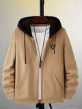 kkboxly  Color Block Men's Hooded Jacket Casual Long Sleeve Hoodies With Zipper Gym Sports Hooded Coat For Spring Fall