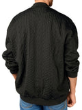 kkboxly  Men's Loose Fit Knitted Jacket, Casual Baseball Collar Cardigan Jacket