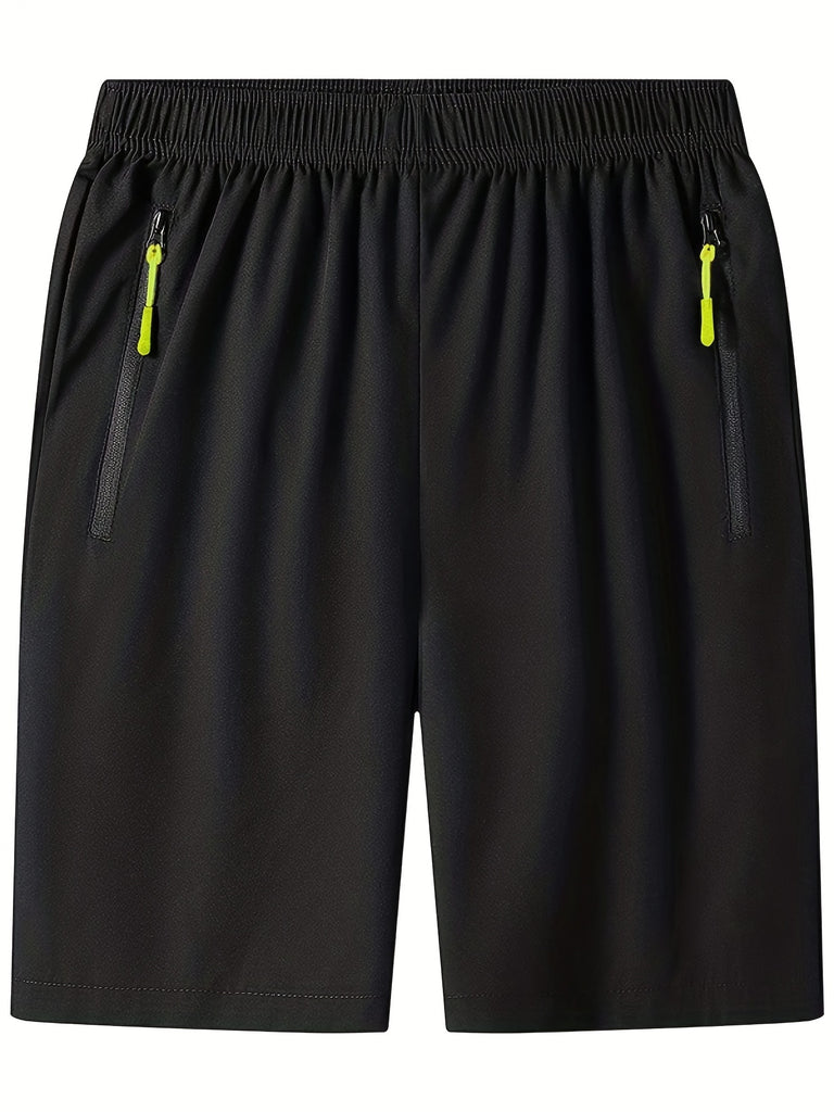Quick Drying Comfy Shorts, Men's Casual Zipper Pockets Shorts For Summer Gym Workout Training