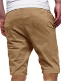 kkboxly  Classic Design Comfy Shorts, Men's Casual Solid Color Waist Drawstring Shorts For Summer Basketball Beach Resort