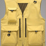 kkboxly  Men's Summer Outdoor Vest: Breathable Mesh, Multi Pockets, Zip Up & Thin Sleeveless Jacket for Fishing, Trekking & Hiking