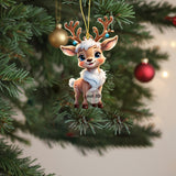 kkboxly Charming Acrylic Reindeer Youngsters with Christmas Lights - Perfect for Car & Tree Decor, Ideal for Halloween & Christmas Celebrations