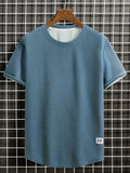 kkboxly  Men's "Smile" T-shirt For Summer Outdoor, Casual Slightly Stretch Crew Neck Tee Short Sleeve Graphic Stylish Clothing