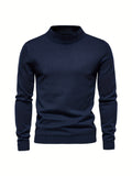 kkboxly  All Match Knitted Sweater, Men's Casual Warm High Stretch Stand Collar Pullover Sweater For Fall Winter