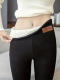 kkboxly  Winter Warm Thickened Long Leggings, Casual High Waist Elastic Fashion Bottoms Slim Leggings, Women's Wear