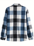 kkboxly  Plus Size Men's Fashion Plaid Print Shirt Jacket Long Sleeve Shirt Casual Oversized Tops For Spring/autumn, Men's Clothing