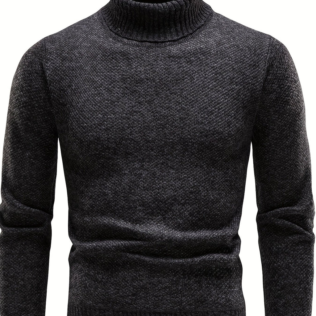 kkboxly  Men's Autumn And Winter New Fashion Solid Color Knitted Pullover Casual Turtleneck Warm Long-sleeved Top Slim Comfortable Leggings