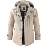 kkboxly  Men's Warm Thick Mid-length Windbreaker Jacket For Fall Winter Business