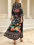 kkboxly  Floral Print Cold Shoulder Dress, Elegant Split V Neck Dress For Spring & Summer, Women's Clothing