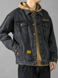 kkboxly  Men's Button Trendy Loose Denim Jacket, Men's Clothing For Spring Autumn