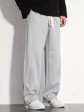 kkboxly  Stylish Letter Print Casual Cotton Loose Fit Drawstring Pants, Men's Pants For Spring Summer Outdoor