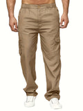 kkboxly  Plus Size Men Solid Pants Casual Cargo Pants For Spring Fall Winter, Men's Clothing