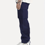 kkboxly  Men's Drawstring Multi-Pocket Heavyweight 100% Cotton Cargo Pants, Casual Pants, Straight Leg Pants, Men's Everyday, Outdoor Bottoms, Tactical Trousers