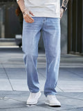 kkboxly  Classic Design Loose Fit Distressed Jeans, Men's Casual Street Style Denim Pants For The Four Seasons