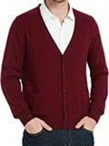 kkboxly  Men's Work V-neck Long Sleeves Button Cardigan Sweaters