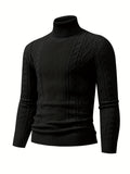 kkboxly  Men's Plain Turtleneck Sweater, Trendy High Stretch Fashion Comfy Thermal Tops