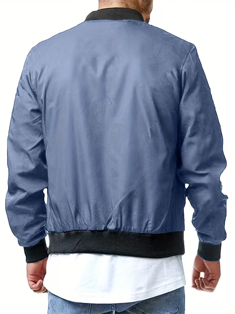 kkboxly Men's Stylish Bomber Jacket - Large Size, Pockets & Zipper for Maximum Comfort