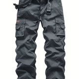 kkboxly  Classic Design Multi Flap Pockets Cargo Pants,Men's Loose Fit Drawstring Cargo Pants，For Skateboarding,Street,Outdoor Camping