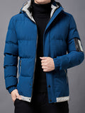 kkboxly  New Men's Casual Loose Fashionable Cotton Black Long Sleeves Fleece Warm Hooded Coat Jacket Gifts