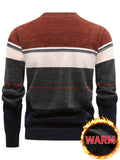 kkboxly  Men's Stylish Knitted Pullover, Casual Slightly Stretch Breathable Long Sleeve Crew Neck Top For City Walk Street Hanging Outdoor Activities