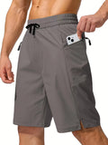 kkboxly  Men's Zip Pocket Swimming Trunks, Swimwear, Quick Dry Lightweight Breathable UV Protection Beach Shorts, Mens Clothing