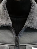 kkboxly  Men's Winter Casual Vintage Fleece Warm Fur Integrated Grain Suede Jacket Long Sleeve Zipper Thick Jacket With Lapels