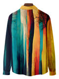 kkboxly  Colorful Stripe Print Men's Casual Button Up Long Sleeve Shirt, Men's Clothes For Spring Summer Autumn, Tops For Men
