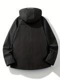 kkboxly  Trend Casual Lightweight Windbreaker Drawstring Hooded Jacket, Men's Sports Jacket For Spring Fall Outdoor