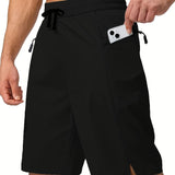 kkboxly  Men's Zip Pocket Swimming Trunks, Swimwear, Quick Dry Lightweight Breathable UV Protection Beach Shorts, Mens Clothing