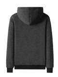 kkboxly  Warm Classic Design Hooded Jacket, Men's Casual Zip Up Medium Stretch Knitted Jacket Coat For Fall Winter Fitness Outdoor