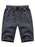 kkboxly  Men's Shorts Casual Classic Fit Stylish Drawstring Elastic Waist Summer Beach Shorts With Zipper Pockets Workout Sport Shorts